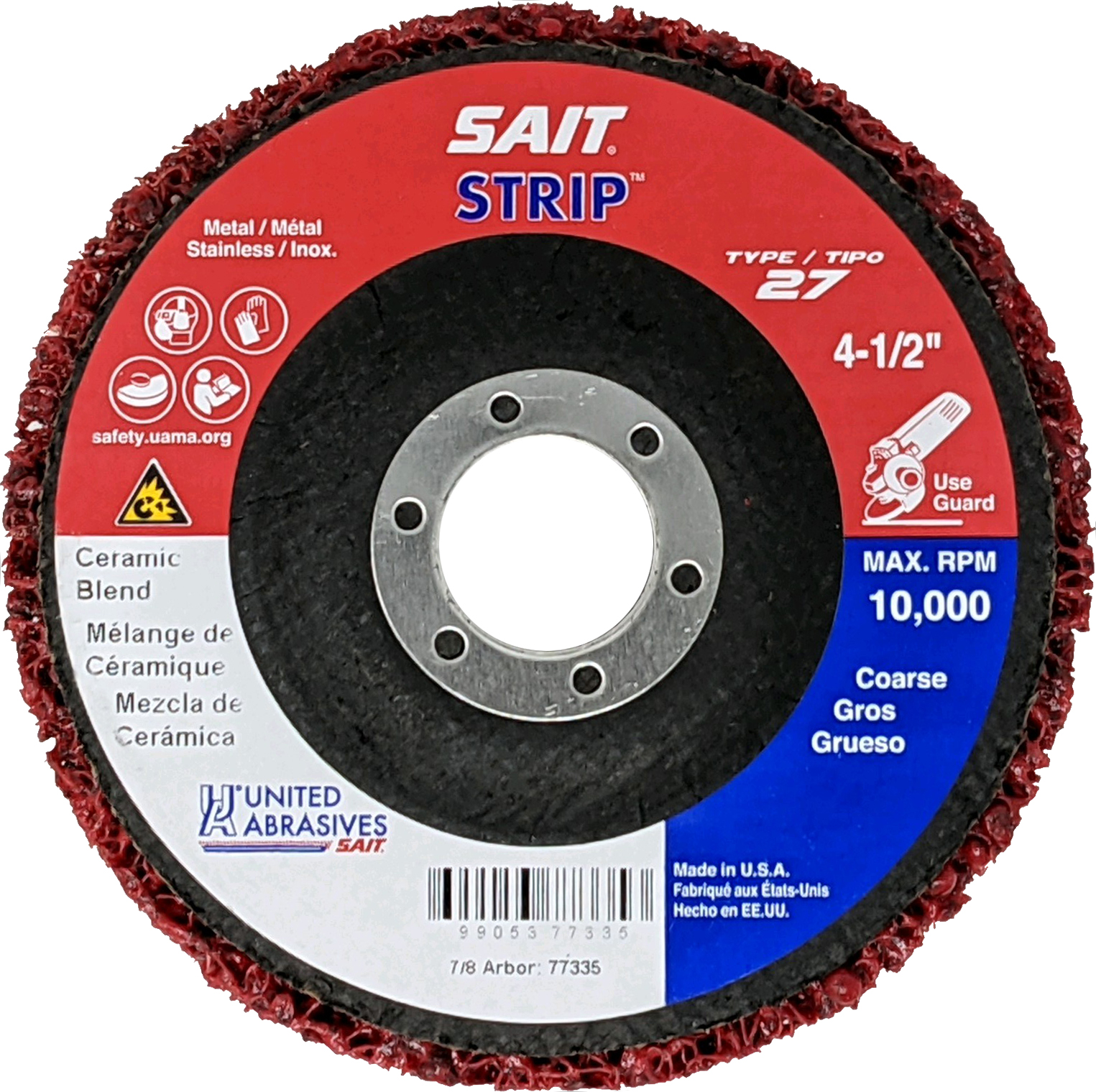 T27 4.5x1/2x7/8 SAIT-STRIP RED - Arbor Hole Discs